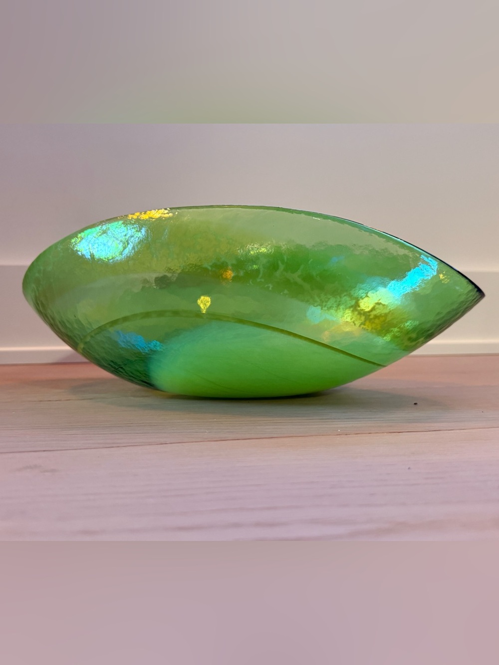 Stunning Crate & Barrel "Agave" Large Murano Glass Centerpiece Bowl